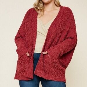 HAYDEN LA Womens Popcorn Knit Dolman Open Front Cardigan Sweater Rose S/M